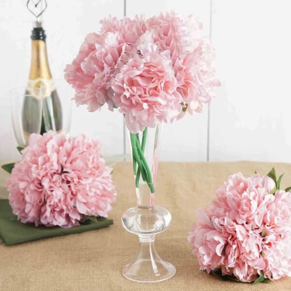 Pink Real Touch Artificial Silk Peonies Flower Bouquet 11