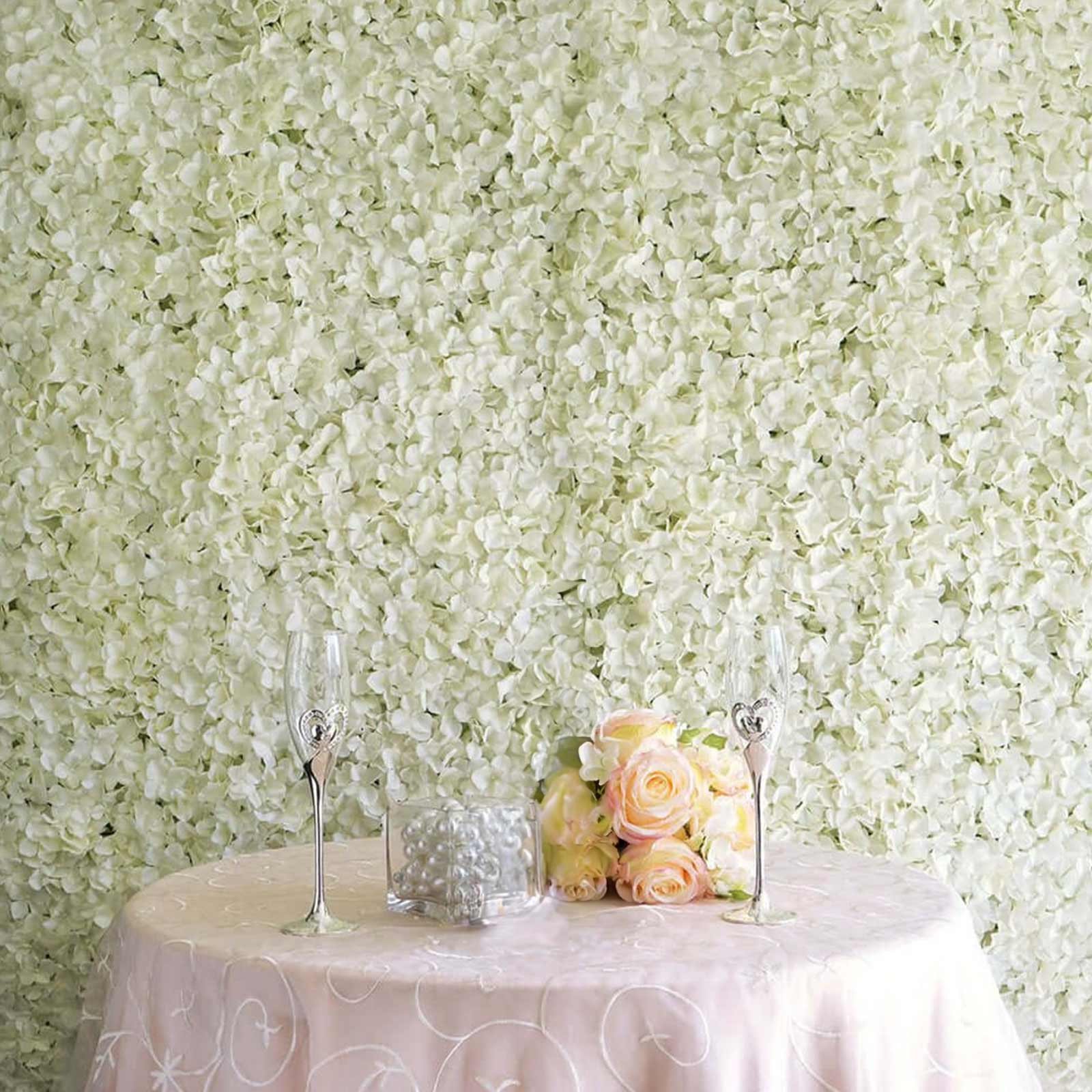 11-sq-ft-cream-uv-protected-hydrangea-flower-wall-mat-backdrop-4-artificial-panels Cream UV Protected Hydrangea Flower Wall Mat Backdrop - 4 Artificial Panels 11 Sq ft. - Image 1