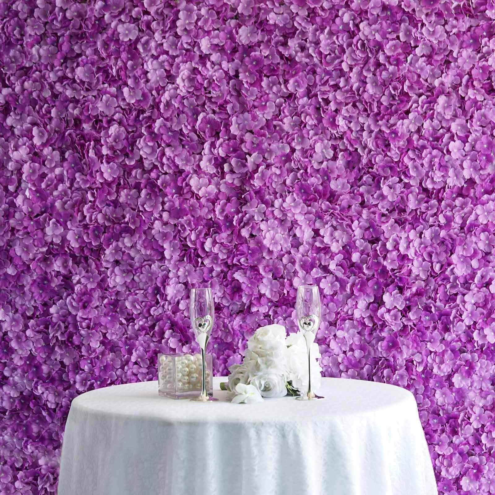 11-sq-ft-purple-uv-protected-hydrangea-flower-wall-mat-backdrop-4-artificial-panels Purple UV Protected Hydrangea Flower Wall Mat Backdrop 4 Artificial Panels 11 Sq ft. - Image 1
