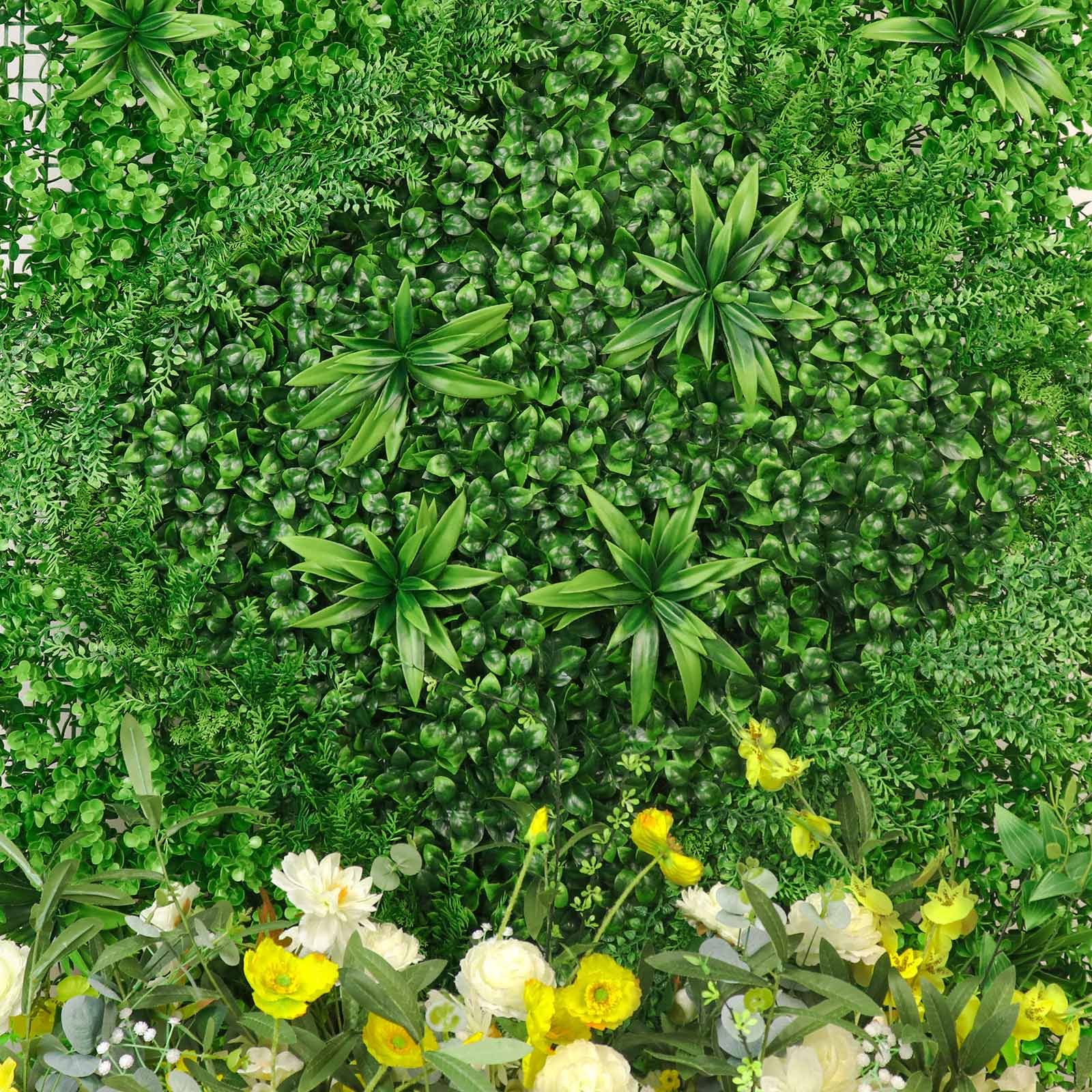 13-sq-ft-boxwood-fern-greenery-garden-wall-grass-backdrop-mat-indoor-outdoor-uv-protected-assorted-foliage-4-artificial-panels Boxwood/Fern Greenery Garden Wall, Grass Backdrop Mat, Indoor/Outdoor UV Protected Assorted Foliage 4 Artificial Panels 13 Sq. ft. - Image 1