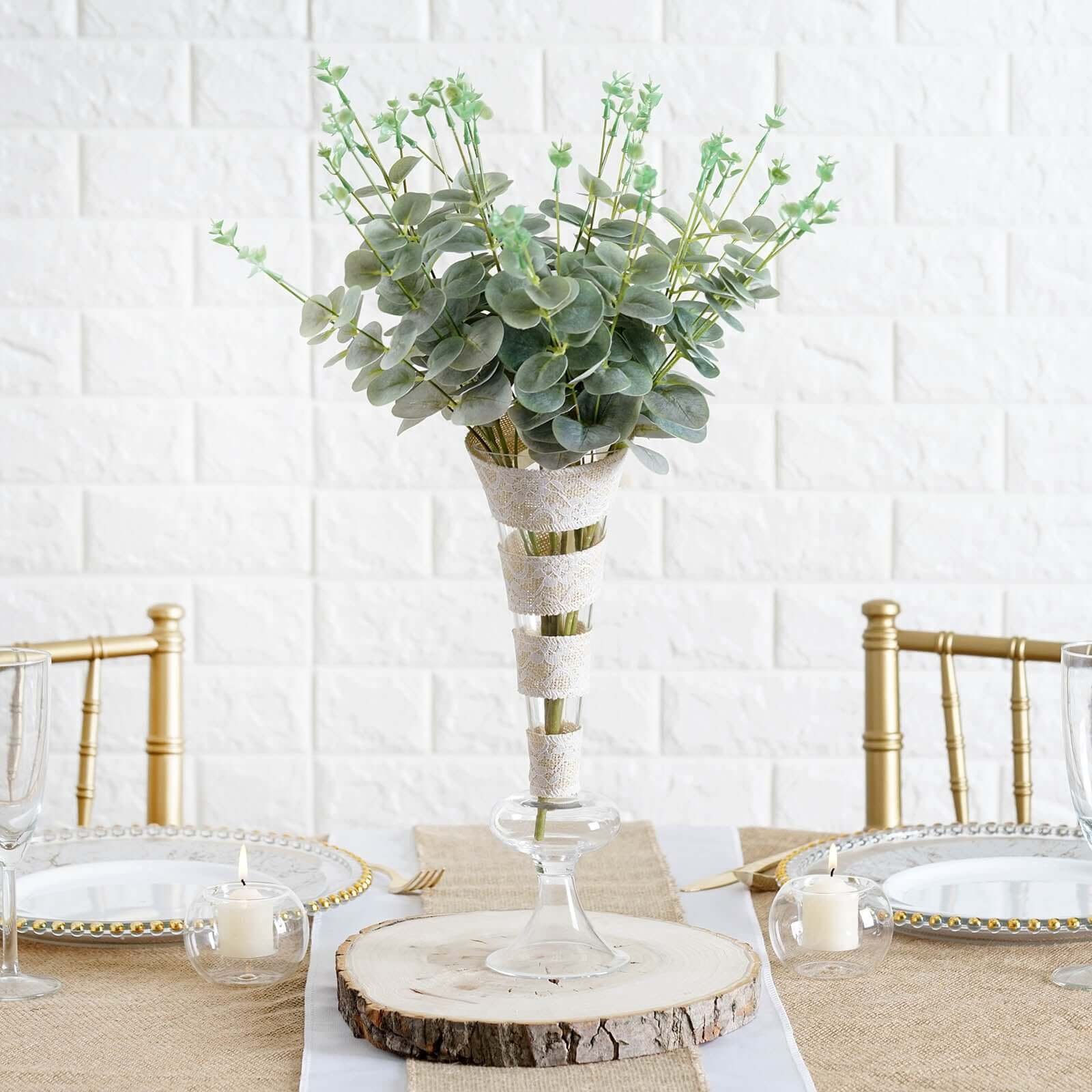 2-bushes-19-frosted-green-artificial-eucalyptus-branch-bouquet-plants 2 Pack Artificial Eucalyptus Bushes 19 Frosted Green - Image 1
