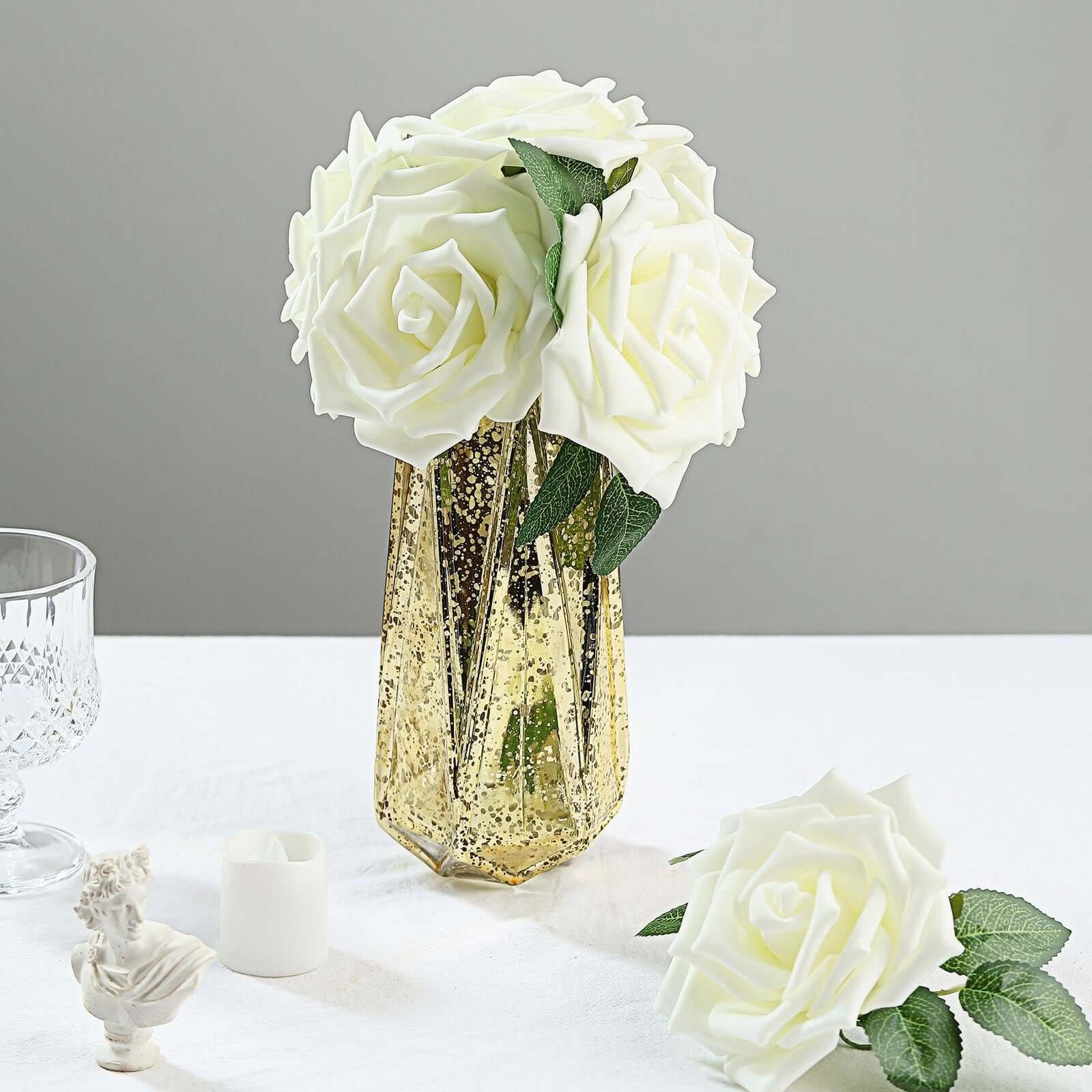 24-roses-5-ivory-artificial-foam-flowers-with-stem-wire-and-leaves-1738760074012 24 Roses Ivory Artificial Foam Flowers With Stem Wire and Leaves 5 - Image 1