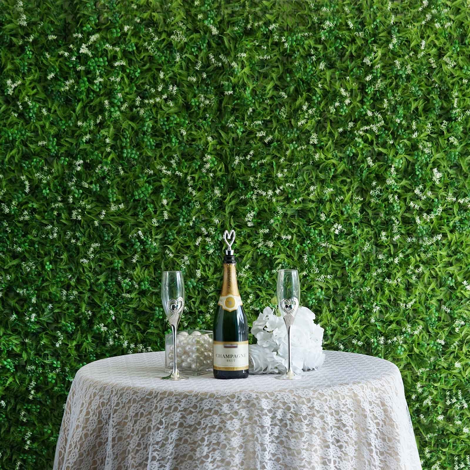 ARTI_5062_GRN_11__01 Green Flowery Boxwood Hedge Garden Wall Backdrop Mat 4 Artificial Panels 11 Sq ft. - Image 1