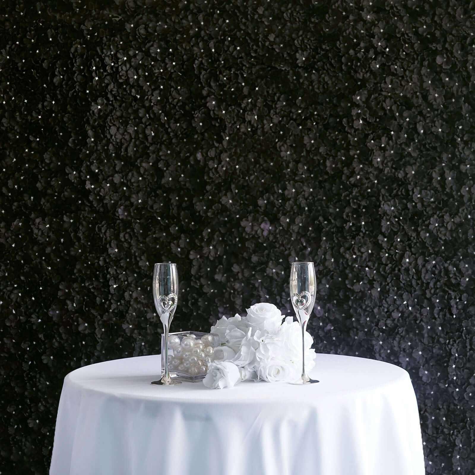 black-uv-protected-hydrangea-flower-wall-mat-backdrop-4-artificial-panels-11-sq-ft Black UV Protected Hydrangea Flower Wall Mat Backdrop 4 Artificial Panels - 11 Sq ft. - Image 1